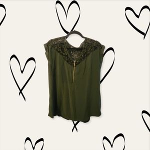 Green and Black Blouse